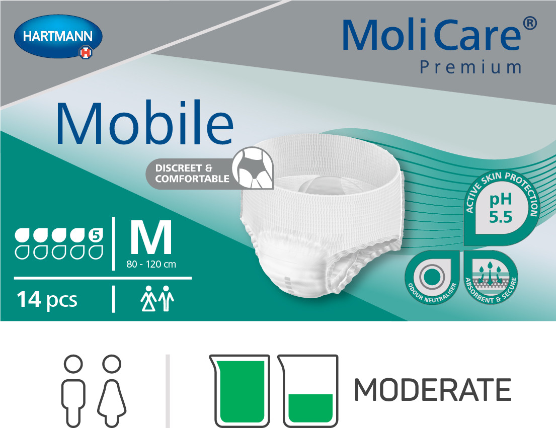 Molicare Premium Mobile 5 Gotas Tamanho M 14 uds