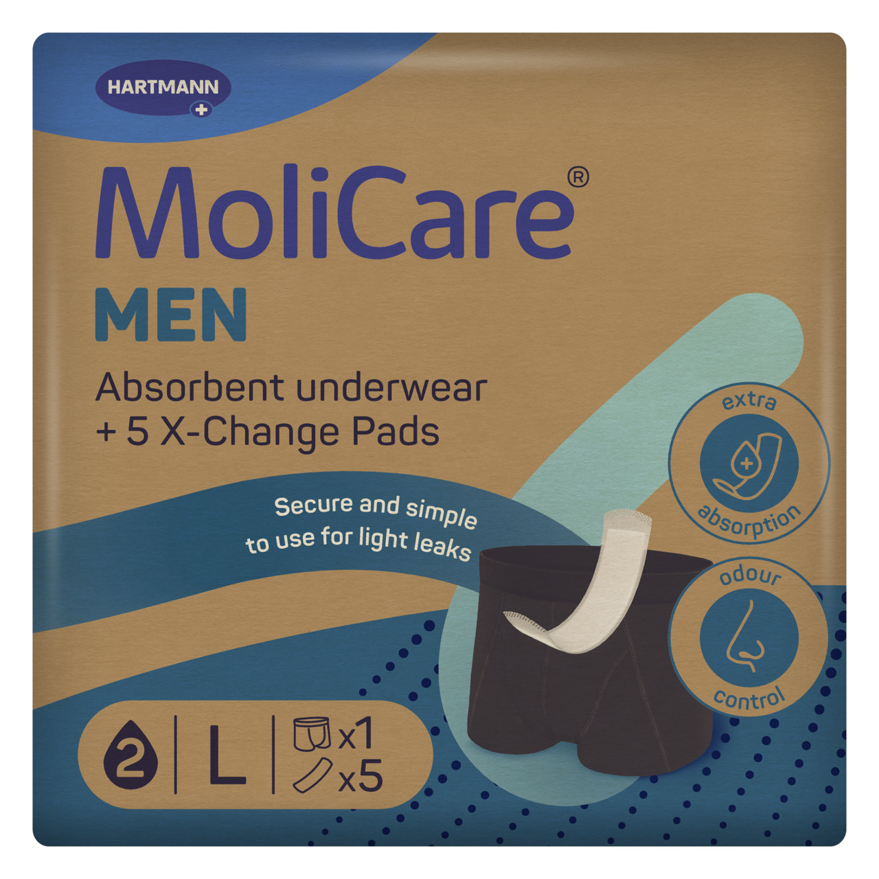 MoliCare® Absorbent underwear for Men with X-Change Pads